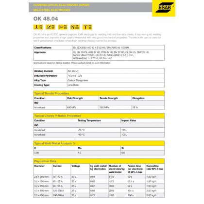 esab e7018 1 data sheet.